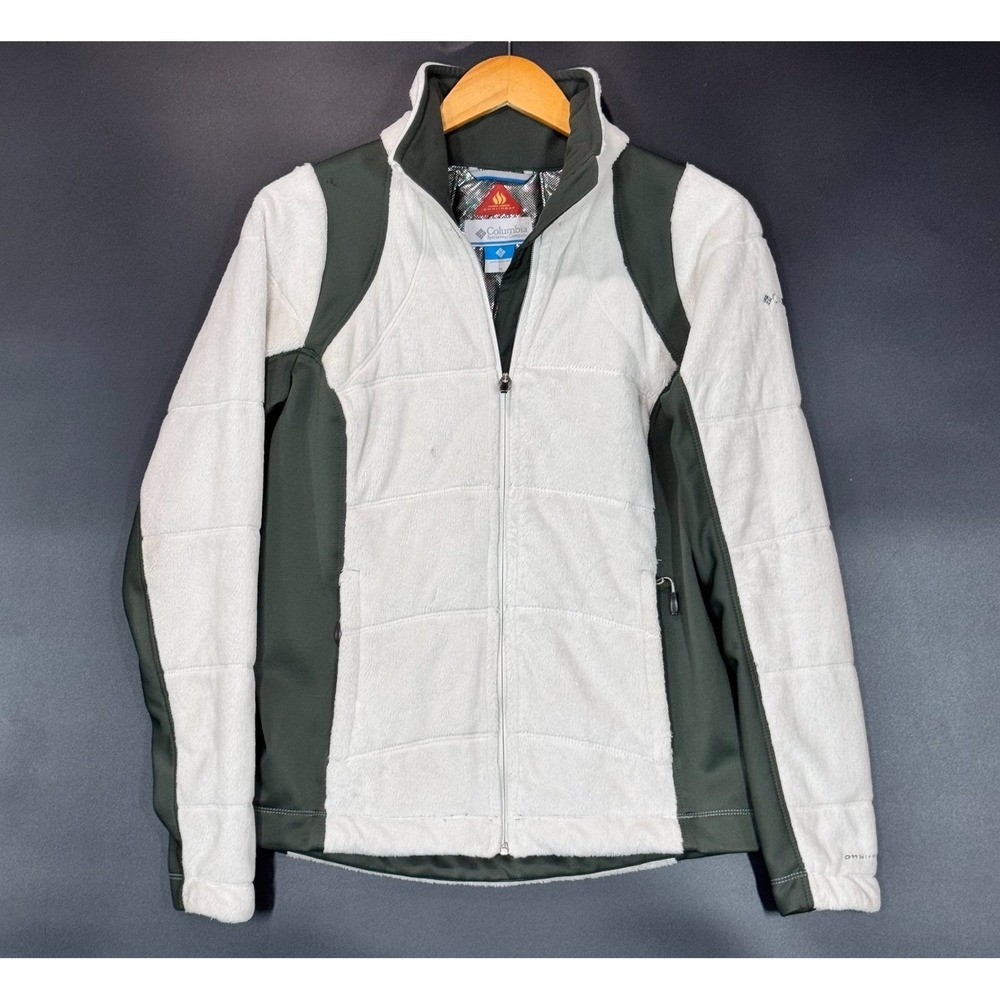 Columbia Fleece Jacket Women's‎ Medium White Gray Omni-Heat Full Zip Outdoor